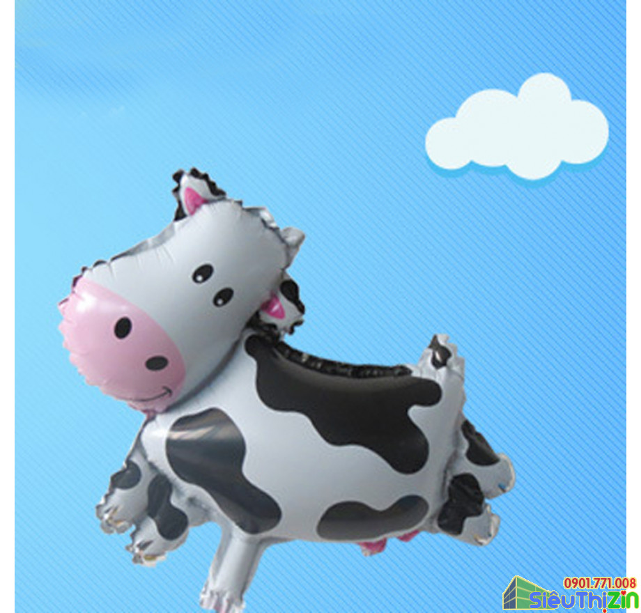 Bóng trang trí hình con bò sữa, bóng hình sinh nhật